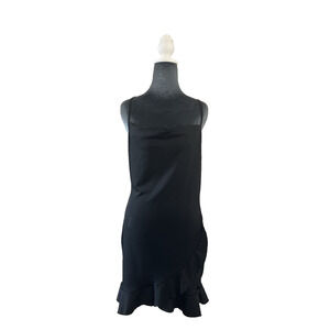 Vintage Y2K Black Mini Dress Asymmetric Ruffles 90s Whimsigoth Dark Fairy SZ XL